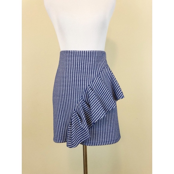 Topshop Gingham Ruffle Front Skirt - Picture 2 of 5